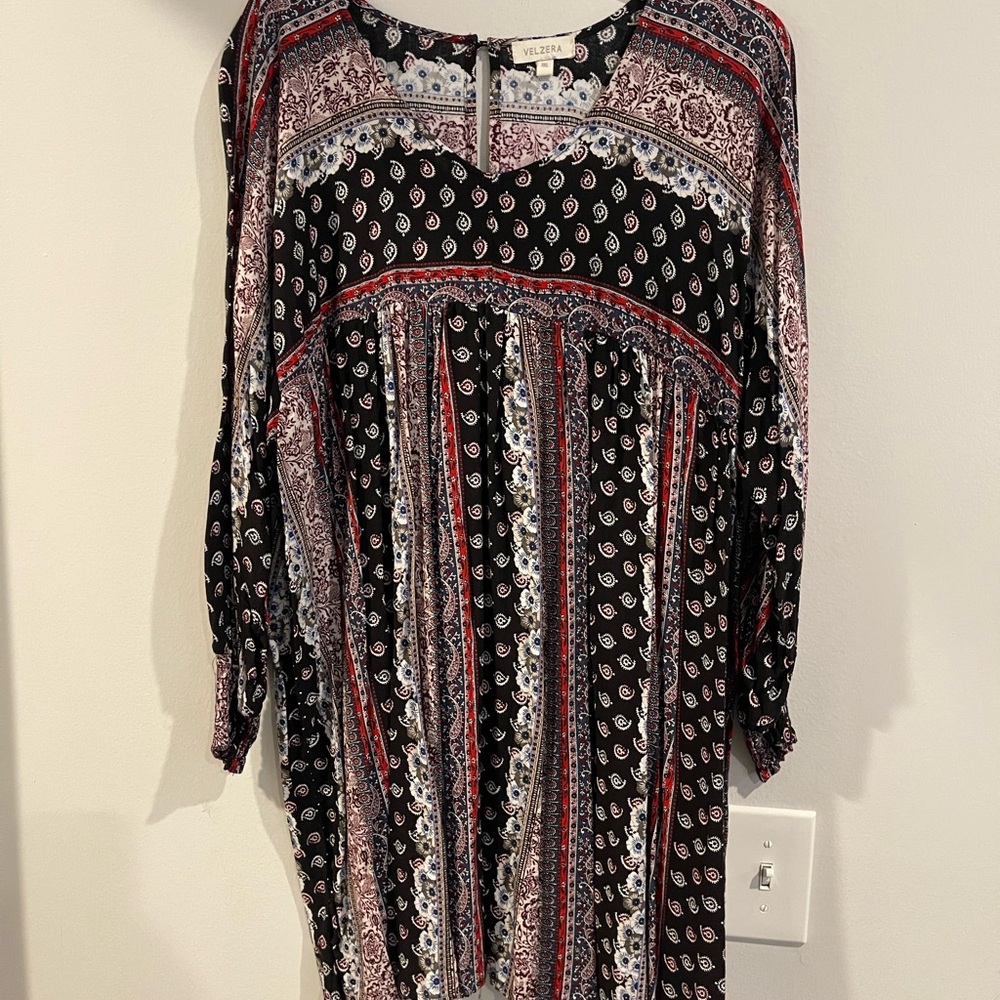 Bohemian Black and Red Paisley Tunic